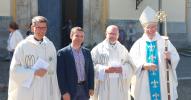 Pfarrer Markus Blümel, Dr. Jan Heinzel, Leiter der Bildungstätte im ehemaligen Franziskanerkloster in Haindorf, Pfarrer Pavel Anderš, Weihbischof Professor Dr. Karlheinz Diez