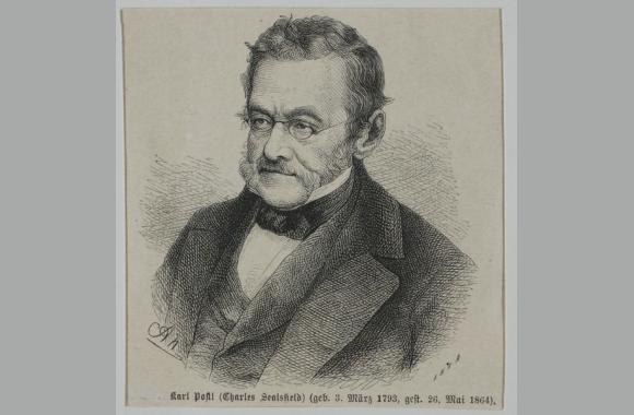 Charles Sealsfield - Holzstich (1864) von August Neumann